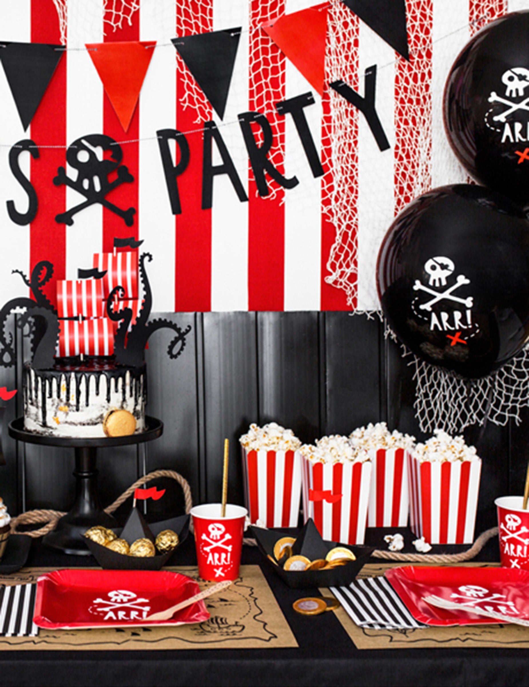 Décoration de table de fête des ballons en latex fête de pirate