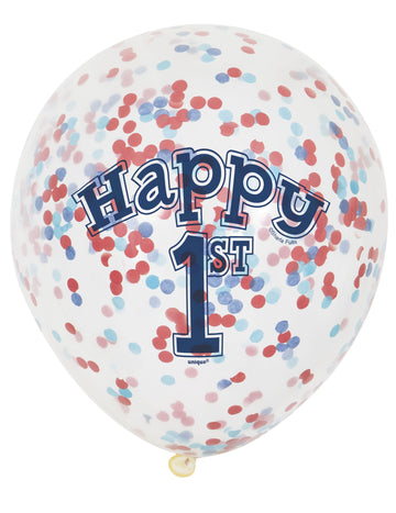 6 латексови балона с конфети за първи рожден ден малък моряк 30 cm биоразградими 