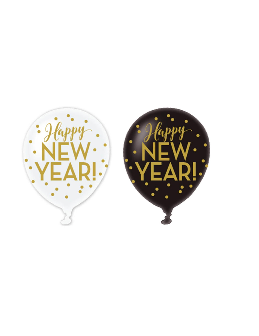 Латексови балони Happy new year черен бял и златен