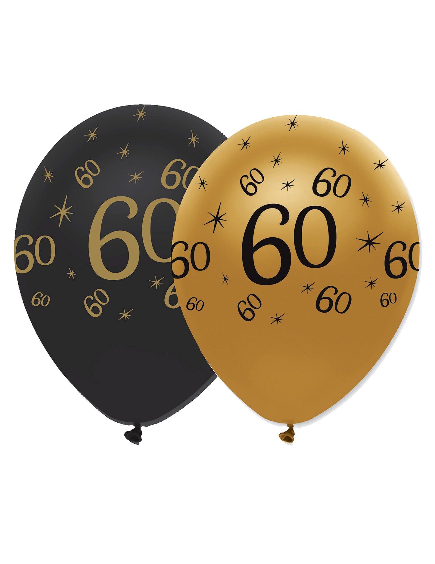 6 латекс балони 60 години черно и златисто 30 см