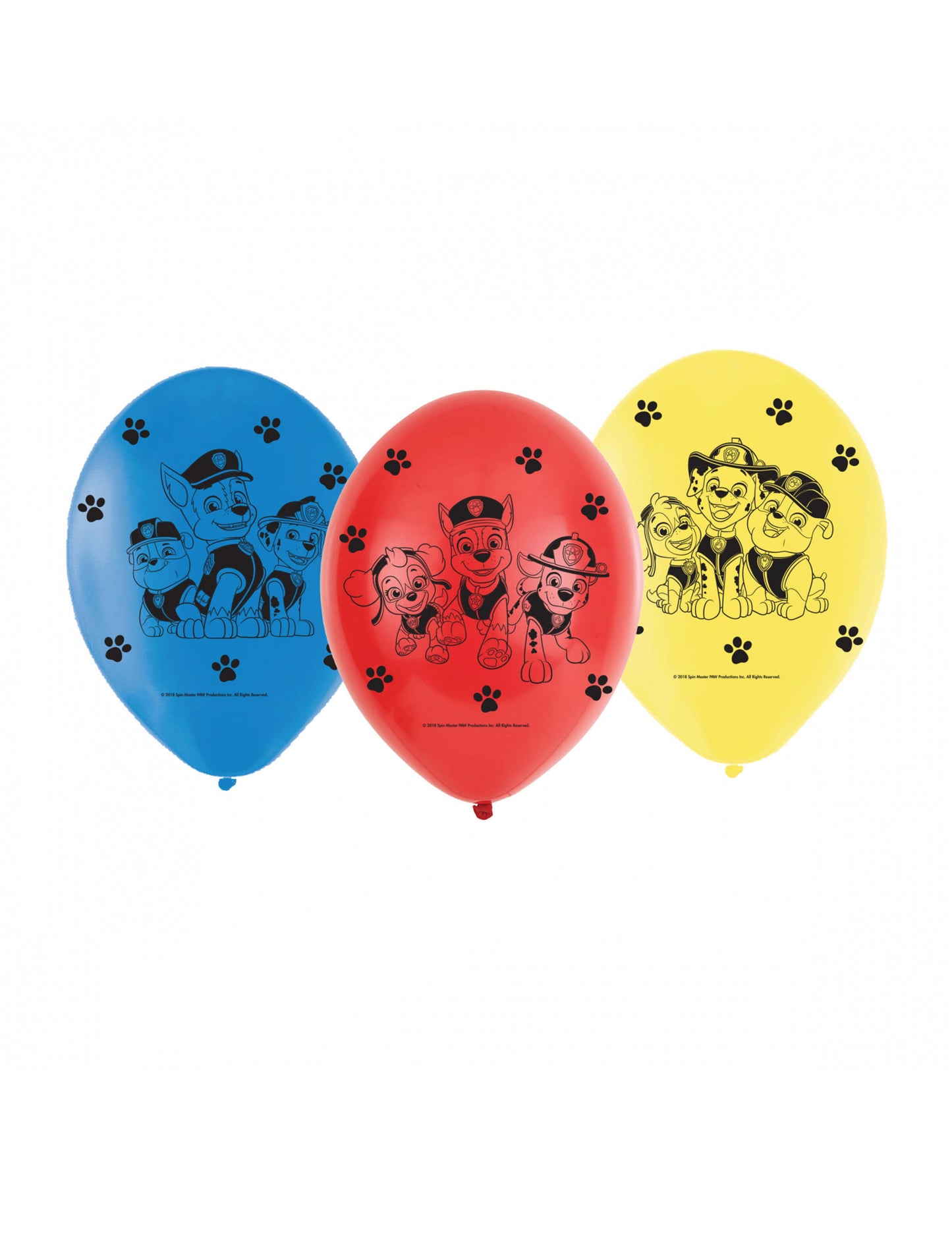 Ballons latex Pat' Patrouille pour enfant bleus rouges et jaunes