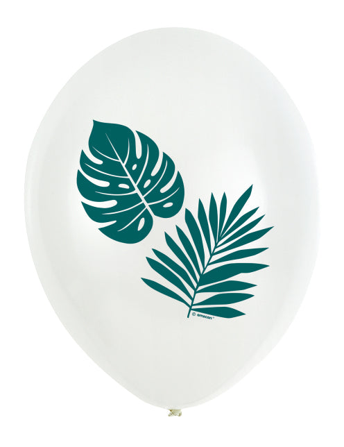 Ballon blanc à motifs de feuilles vertes des ballons en latex tropical chic