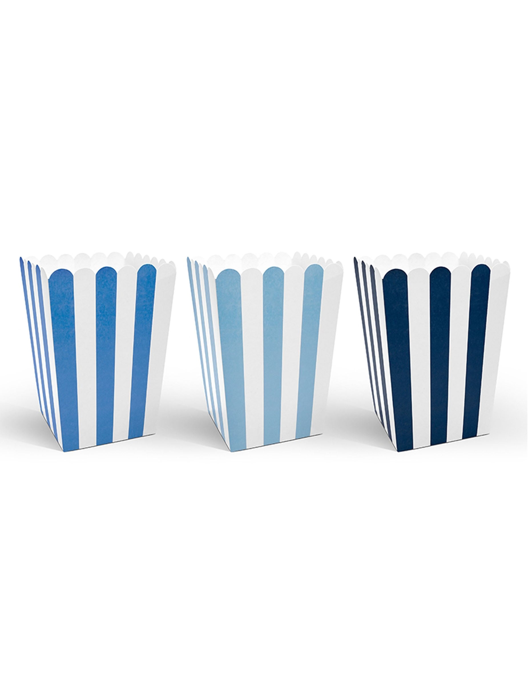 Boîtes à popcorn à rayures pour fête bleues