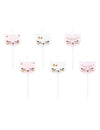Bougies d'anniversaire chaton pour enfant blanches et roses avec détails dorés
