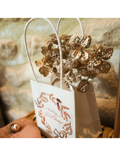 6 клонки евкалипт с медни брокатени частици 17 cm 