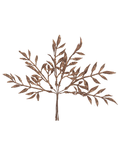 6 клонки на стъбла, шоколадов блясък, 18 cm за коледни украси