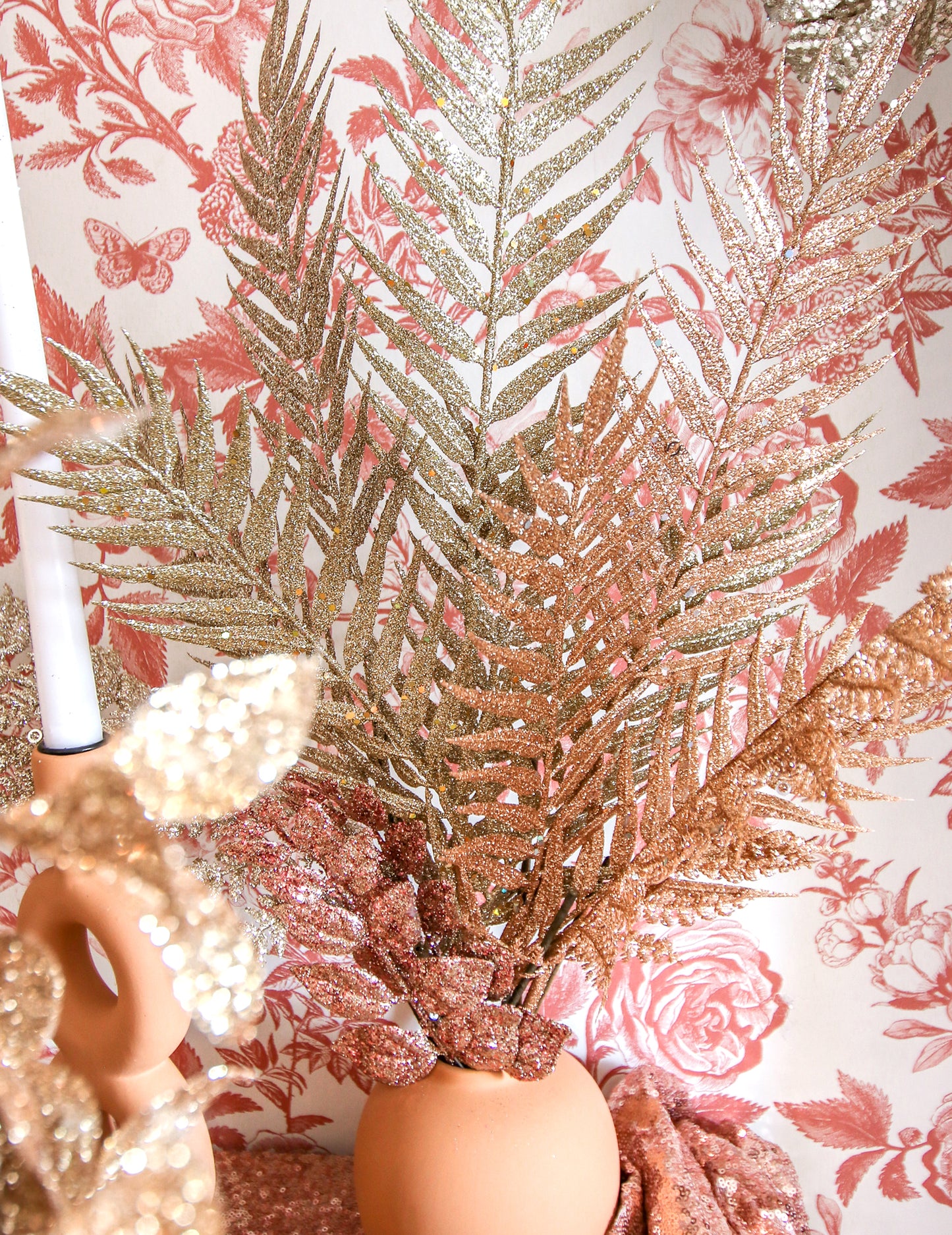 6 клонки на стъбла, шоколадов блясък, 18 cm за коледни украси