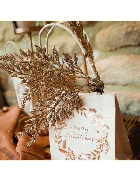 6 клонки на стъбло с шоколадови брокати 21 cm украса