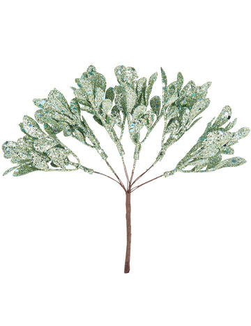 6 клонки на стебло с ментови брокати 16 cm 