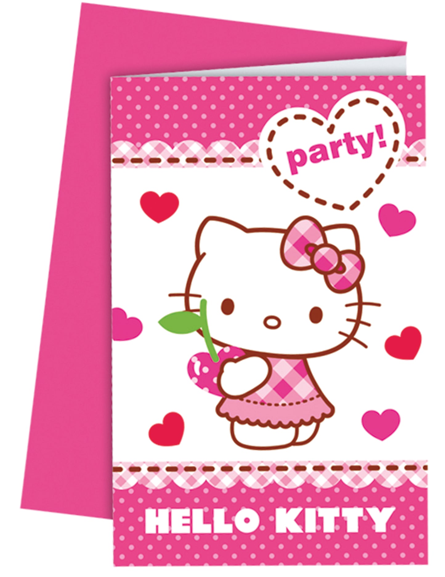 6 карти за покани с пликове Hello Kitty