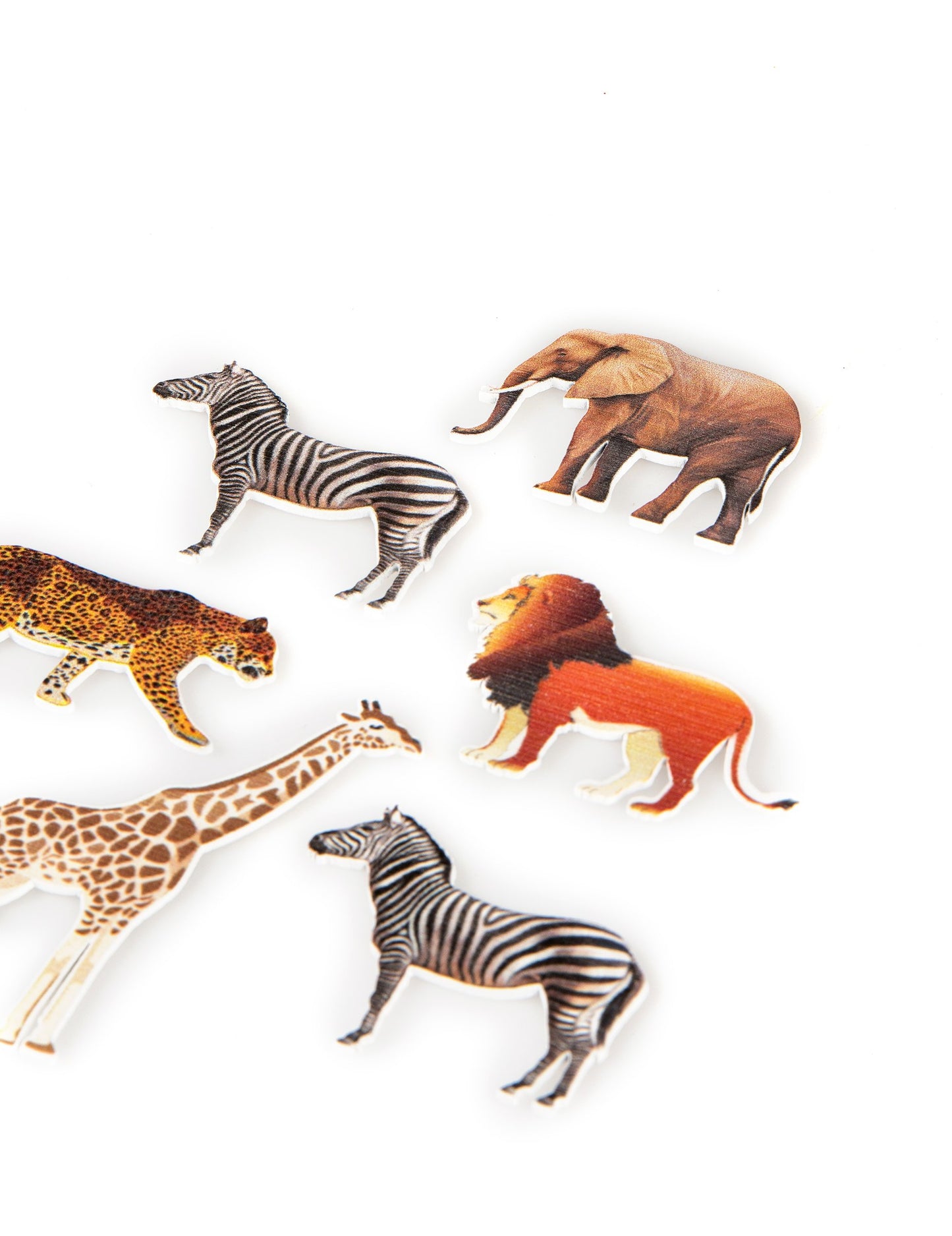 6 дървени конфети за маса с животни от савана, 7,5 x 5,5 см cm