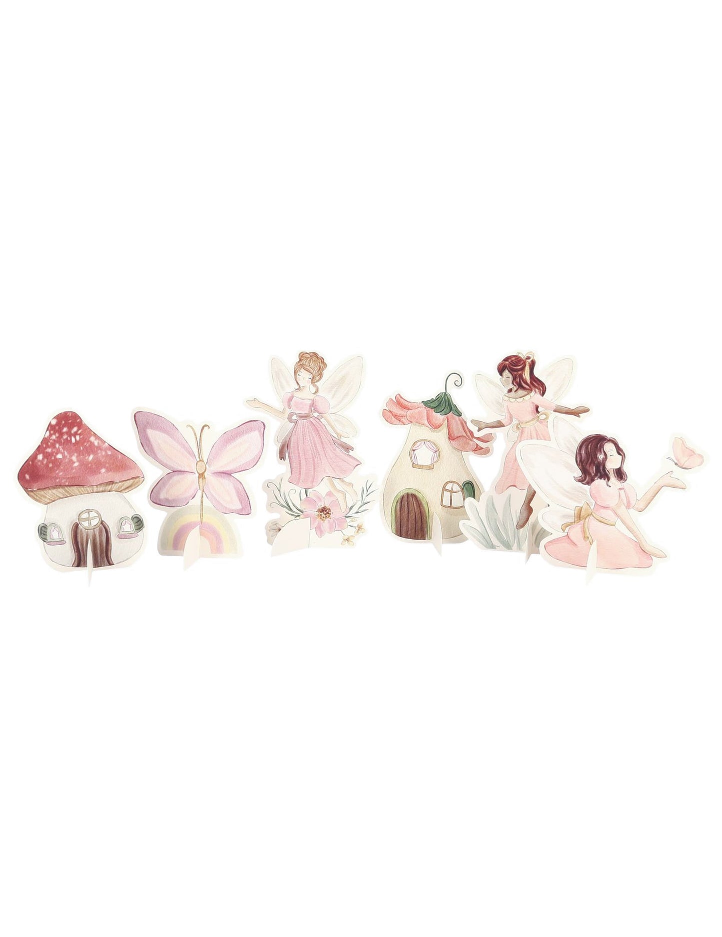 6 décorations à poser fée pour fête rose pastel univers enchanté