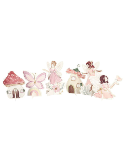 6 décorations à poser fée pour fête rose pastel univers enchanté