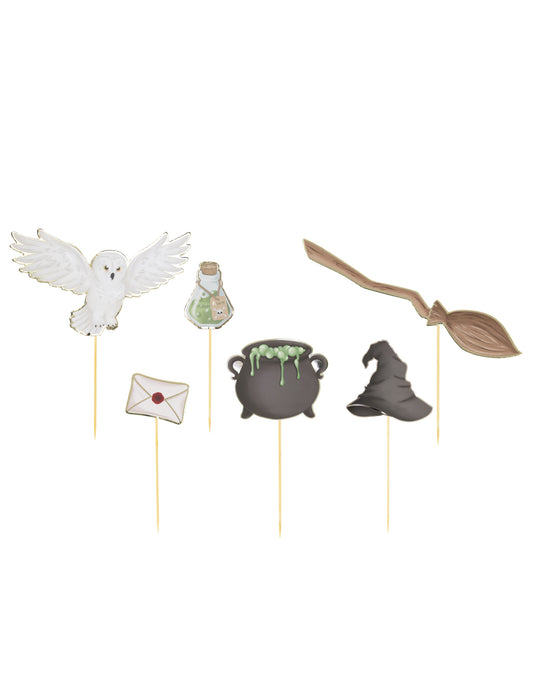 Décorations pour gâteau apprenti sorcier multicolores avec hibou et chaudron