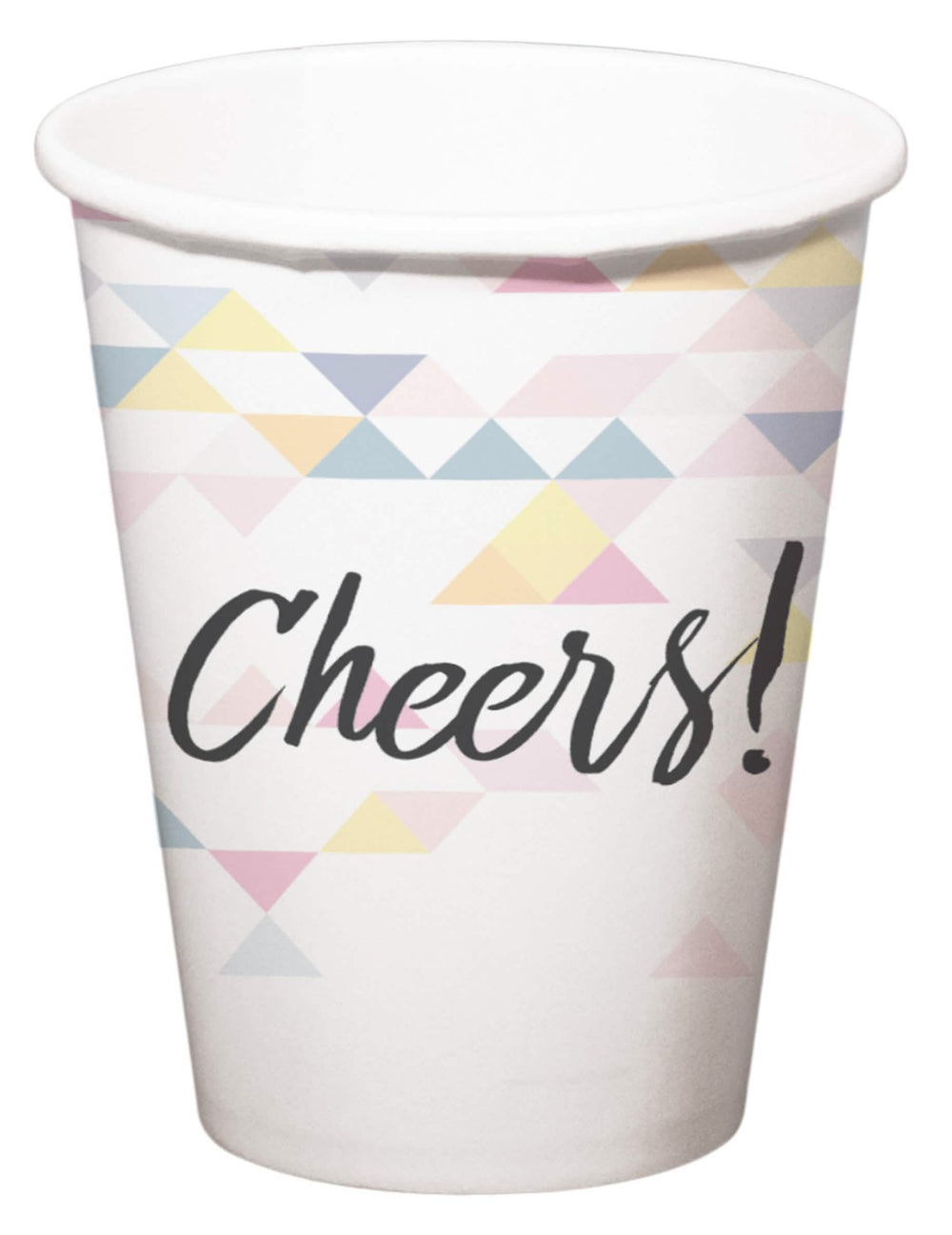Картонени чаши Cheers геометрични за парти бял пастел