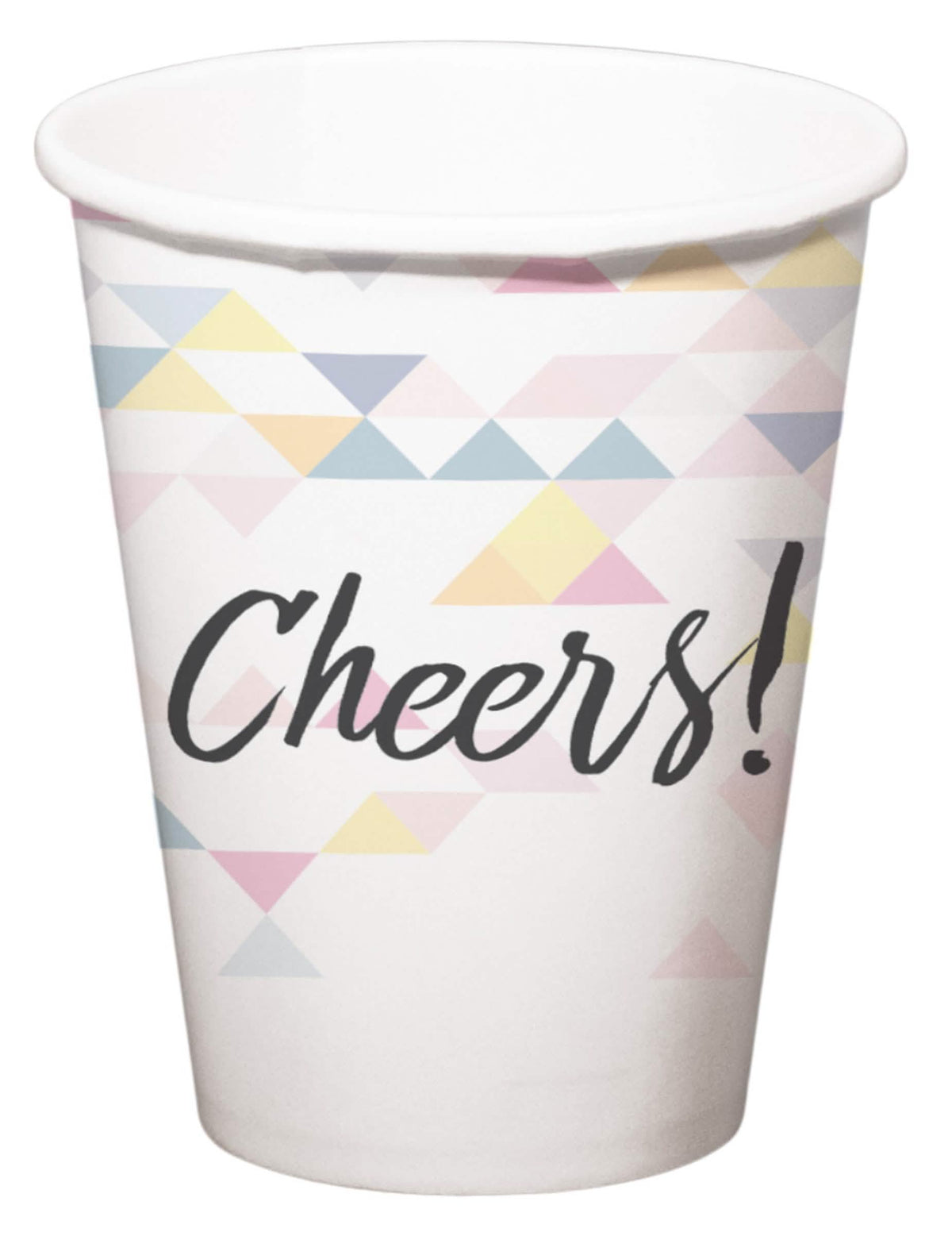 Картонени чаши Cheers геометрични за парти бял пастел