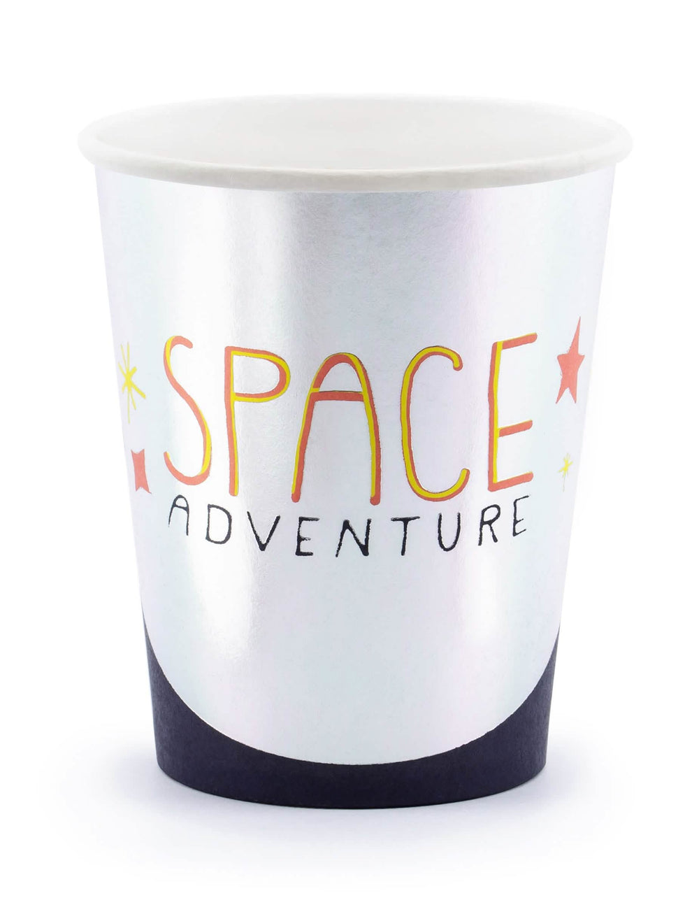 Картонени чаши Space Adventure за парти, сребристи и черни