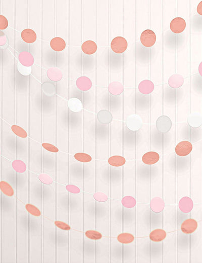 Guirlande en papier à ronds Rose Gold pour décoration de fête rose et blanc