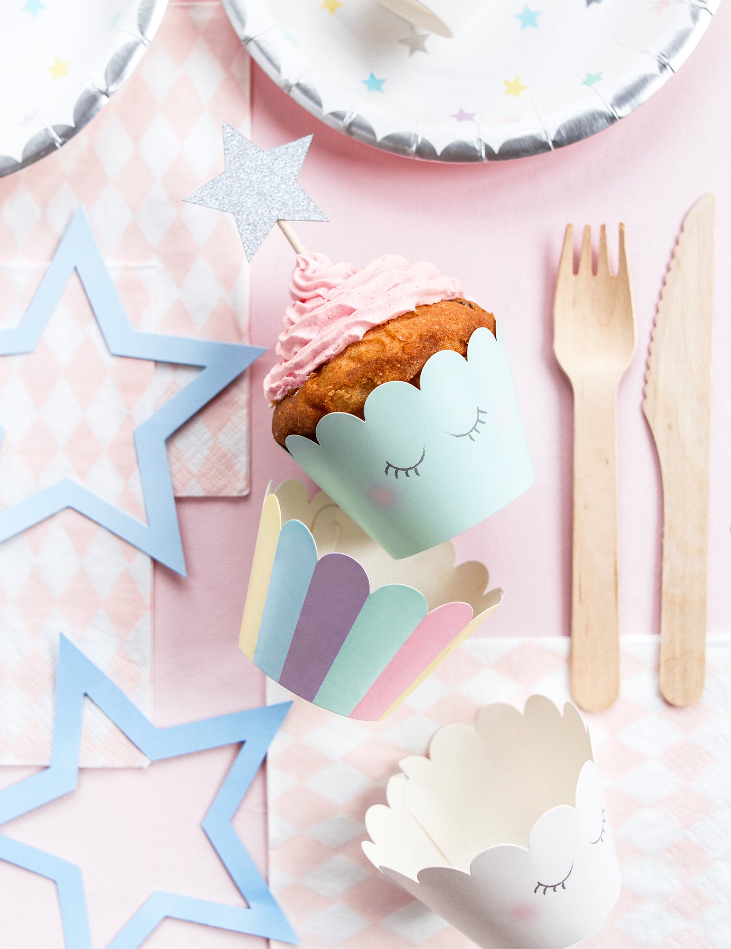 6 топера за мъфини с еднорог 7,5 x 5 cm пастел