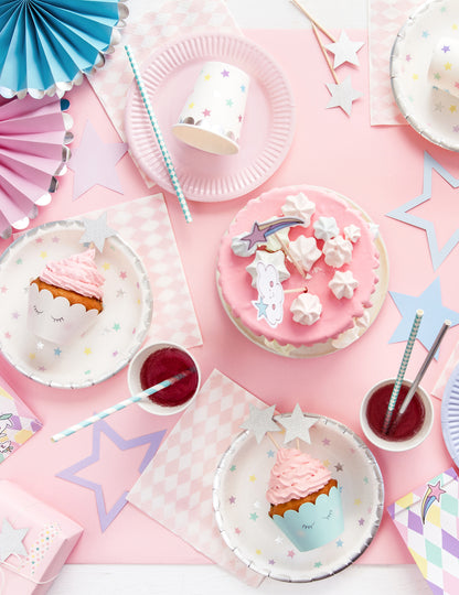 6 топера за мъфини с еднорог 7,5 x 5 cm пастел
