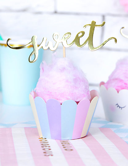 6 топера за мъфини с еднорог 7,5 x 5 cm пастел