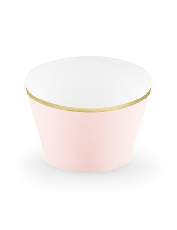 6 картонени топпера за мъфини в прахово розово и металическо златисто