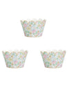 Habillages moules à cupcake shabby à fleurs liberty pour fête pastel et doré