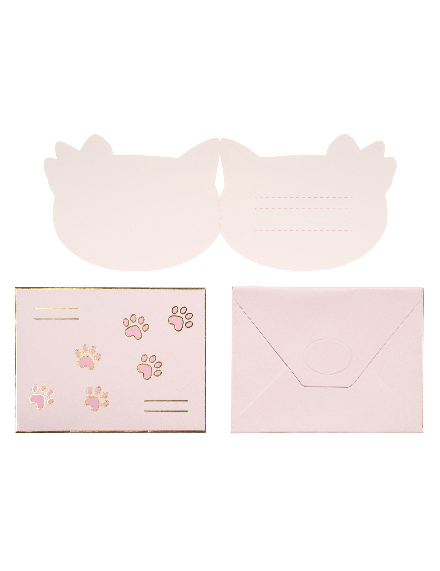 6 покани с розови пликове с котенца за рожден ден