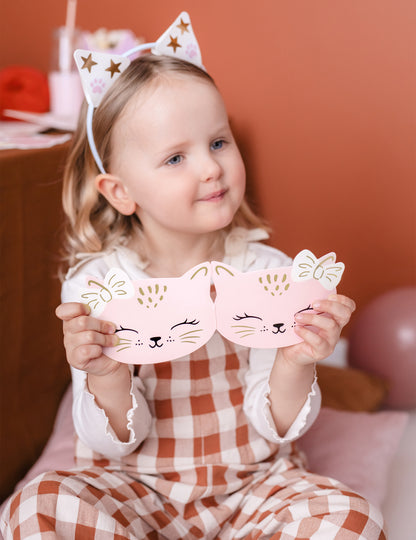 6 покани с розови пликове с котенца за рожден ден