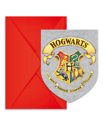 Invitations avec enveloppes Harry Potter blason de Poudlard et enveloppe rouge