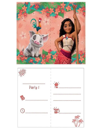 Vue du recto et du verso des invitations Vaiana 2