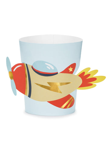 6 ръкава за чаши от хартиени самолетчета за украса за рожден ден