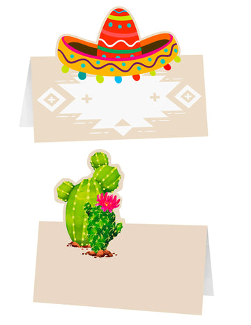 6 карти с места за кактуси и сомбреро 8 x 8 cm Мексиканска тема