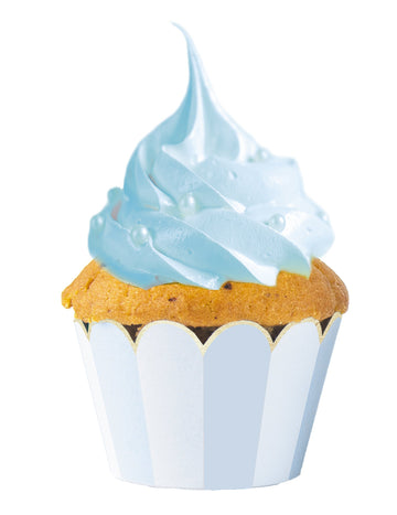 6 синьо-бели раирани формички за мъфини с фестончета