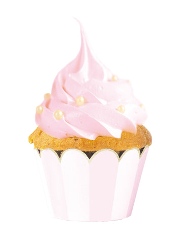 6 розови и бели формички за мъфини с назъбени краища