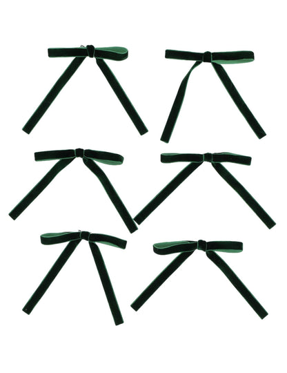 6 nœuds fins en velours vert anglais 13 x 13 cm