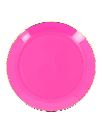 Petites assiettes réutilisables en plastique rose et or