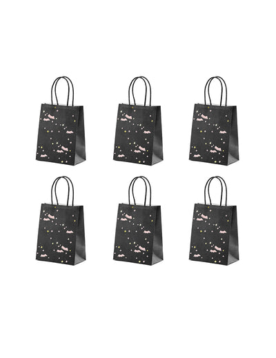 6 sacs à bonbons chauves-souris pour Halloween roses et noirs