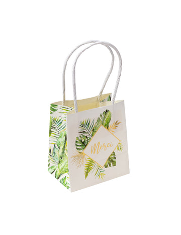 6 sacs à goodies en carton merci tropical ivoire avec dorure 11 x 10 x 7 cm cadeaux invités