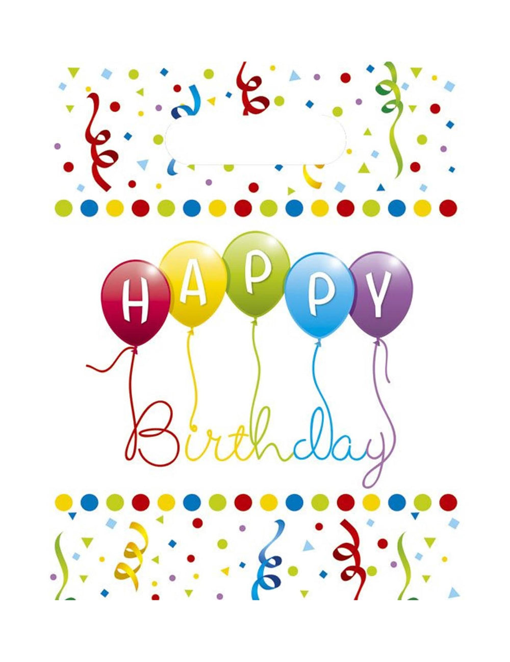 подаръчни торбички Happy Birthday многоцветни от пластмаса с балони и конфети