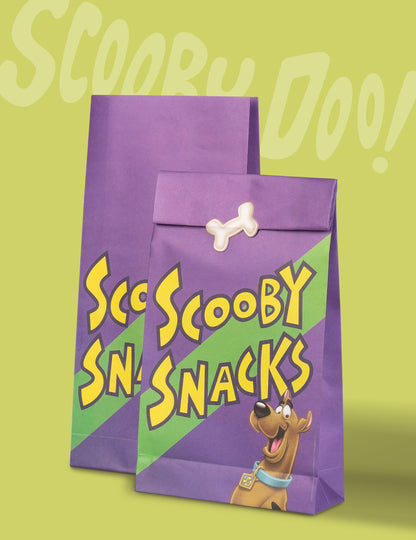 Détail de la fermeture par autocollant des sacs cadeaux Scooby-Doo