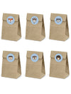 6 sacs en papier kraft et stickers animaux de la forêt pour enfant marron et bleu