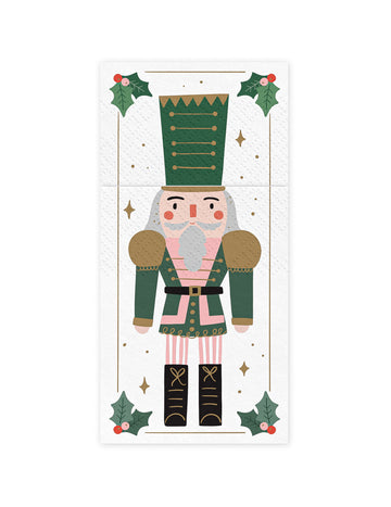 6 хартиени салфетки/пликчета за прибори за хранене с форма на лешникотрошачката 10 x 20 cm