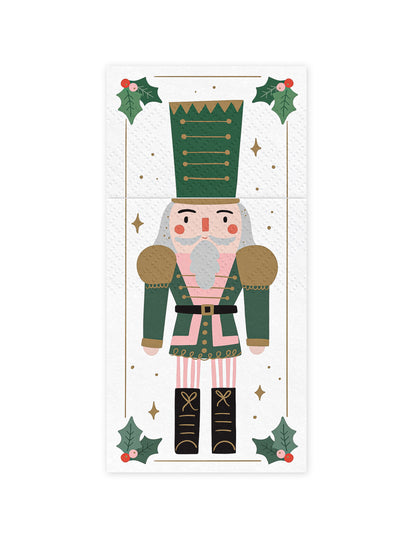 6 хартиени салфетки/пликчета за прибори за хранене с форма на лешникотрошачката 10 x 20 cm