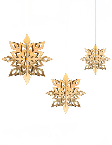 6 Суспензии в златен картон на снежинки 15, 20 и 25 cm