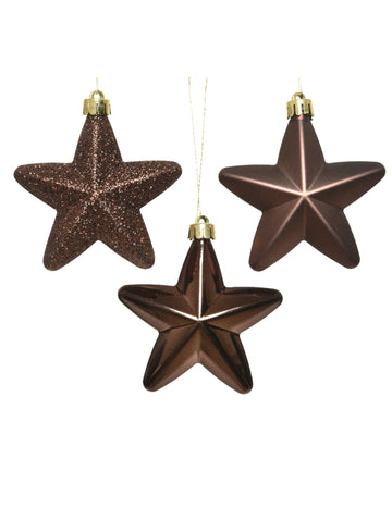 6 висящи украси за коледна елха звезди шоколад 7,5 cm 