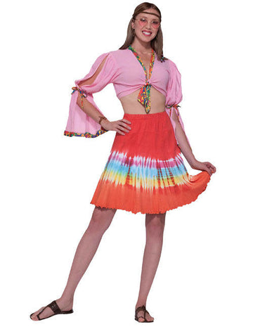 60-те 70-те Хипи Батика Пола червено-многоцветна 