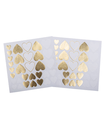64 стикера със сърца в бяло и златисто, размери от 1,5 до 3 cm сватбена украса