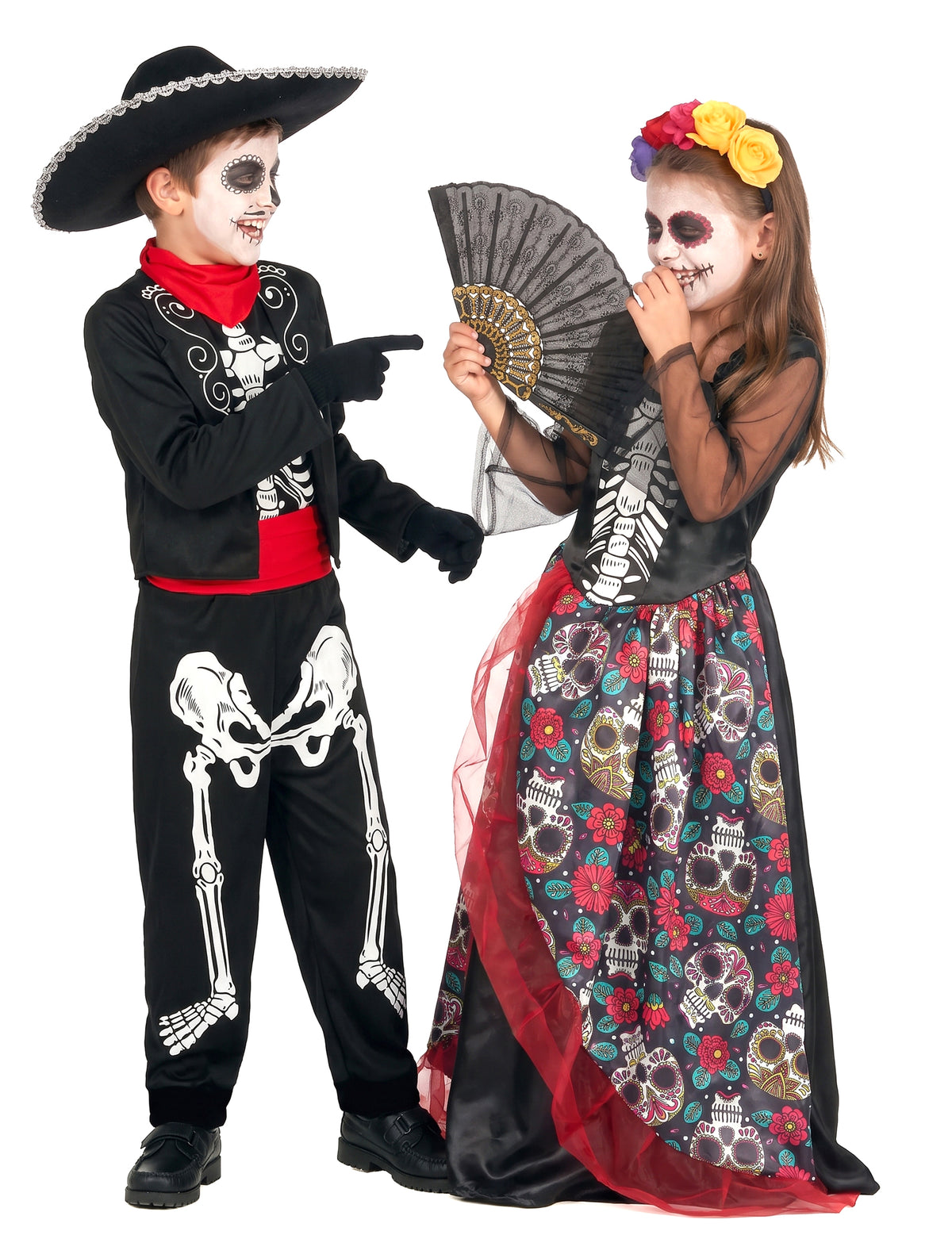 Мексикански костюм за двойка Dia de los Muertos за деца