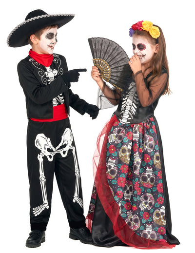 Мексикански костюм за двойка Dia de los Muertos за деца